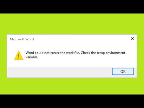 Fix - Word Could Not Create The Work File. Check The Temp Environment Variable - Microsoft Word