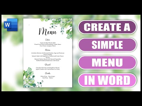 Create a Simple Menu WEDDING MENU in Word | EASY TUTORIAL